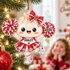 Cute Cheerleader Dumpling Dim Sum - Personalized Acrylic Ornament - Custom Name Christmas Gift, Keepsake For Cheerleaders, Daughters, Granddaughters