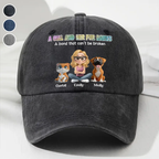 A Girl And Her Fur Babies - Personalized Custom Vintage Washed Denim Cap