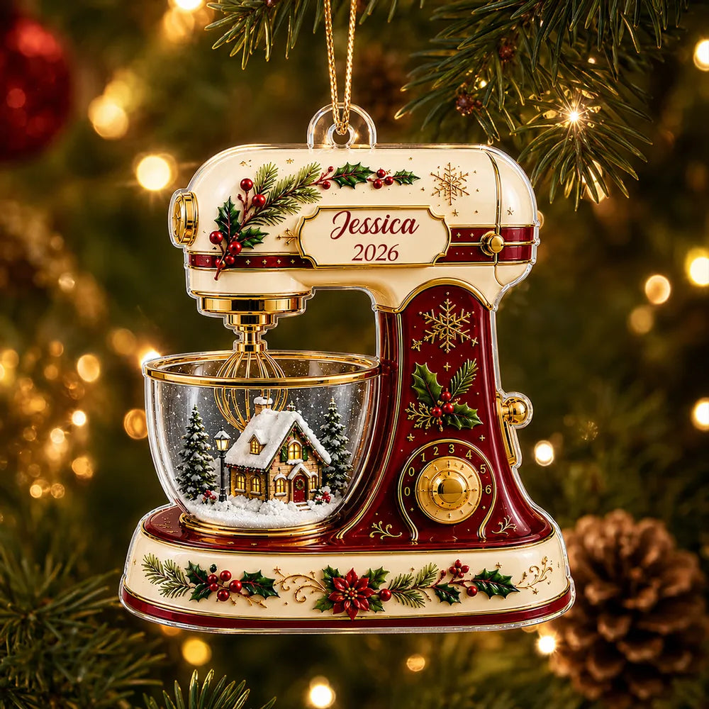 Christmas Baking Mixer - Personalized Acrylic Ornament - Gift for Bakers