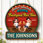 Summer Vibe Relax Unwind On Patio Backyard Bar Time - Personalized Wood Sign - Gift For Couple, Summer Outdoor Porch, Patio, Bar Decoration