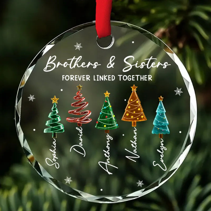 Season Love Siblings - Personalized Glass Ornament