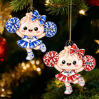 Cute Cheerleader Dumpling Dim Sum - Personalized Acrylic Ornament - Custom Name Christmas Gift, Keepsake For Cheerleaders, Daughters, Granddaughters