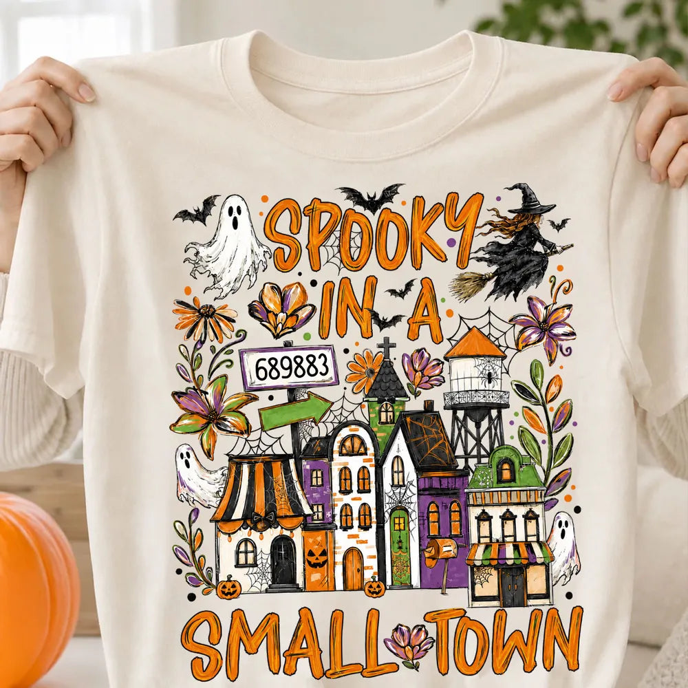 Custom Zip Code Halloween Town - Personalized Shirt - Trendy Fall Halloween Tee