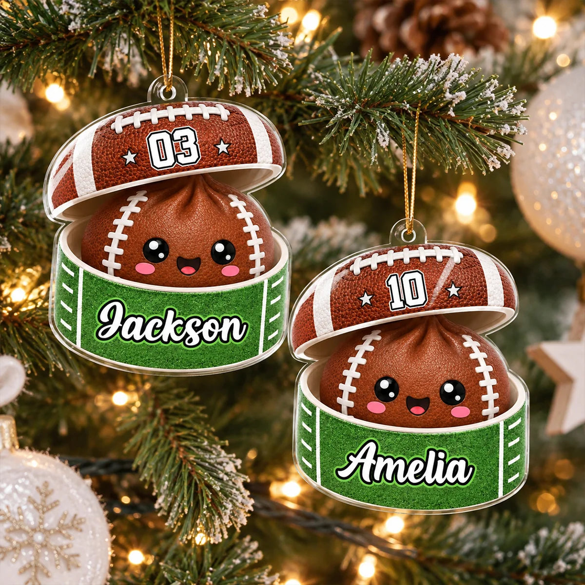 Custom Sports Dumpling Squishy Style - Personalized Acrylic Ornament - Christmas Gift for Daughter, Son, Grandkids