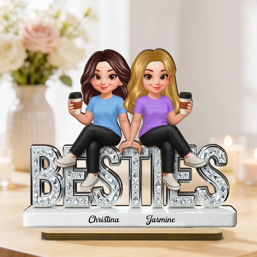 Beautiful Besties Forever - Personalized 2-Layered Wooden Plaque - Gift For Best Friends