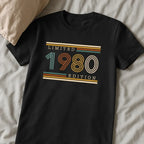 Personalized Classic Tee, Retro Striped Milestone Birthday Design, Creative Gift for Retro Style Fans