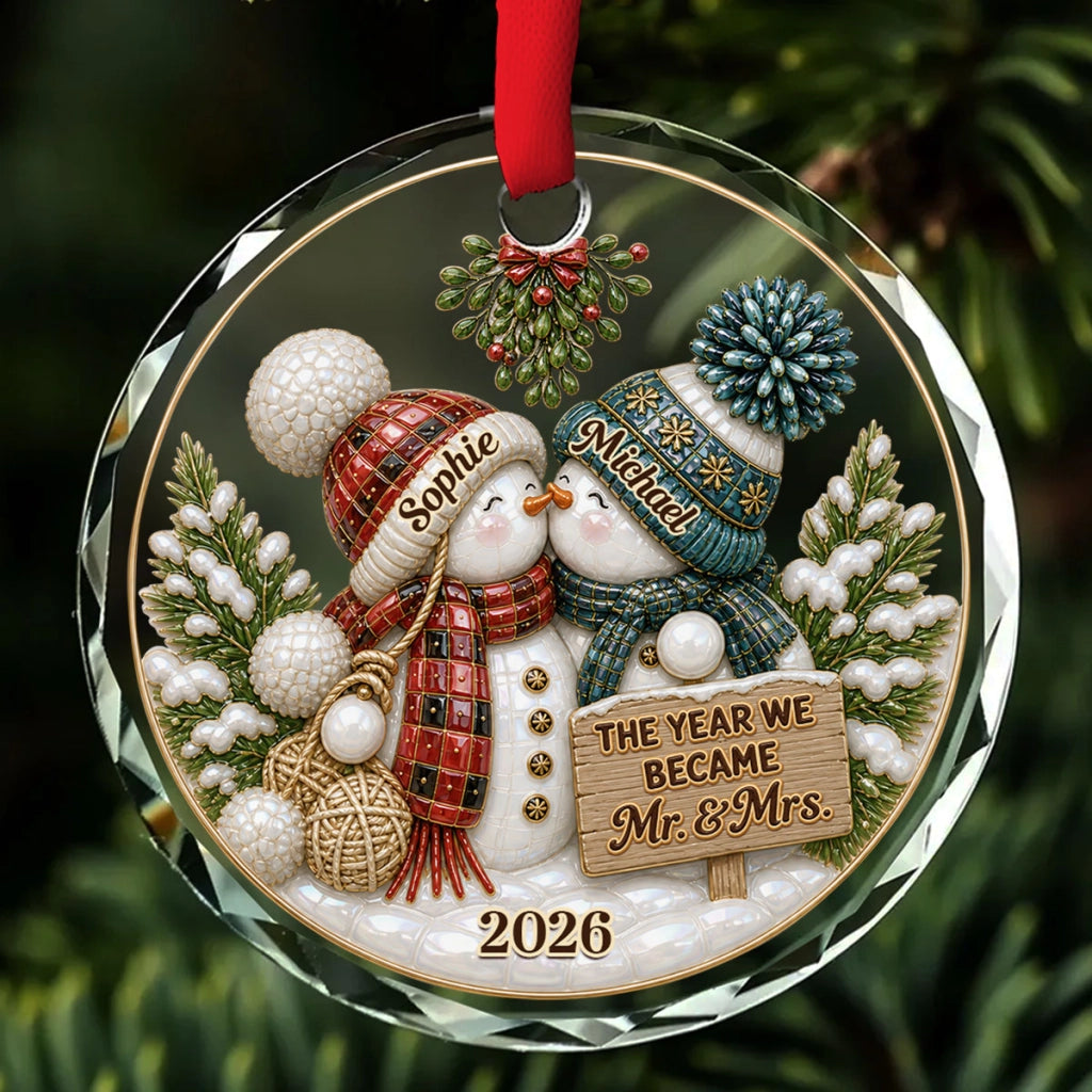 Merry Together - Personalized Glass Ornament