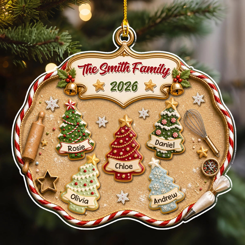 Family Christmas Tree Cake - Personalized Acrylic Ornament, Unique Gift for Family