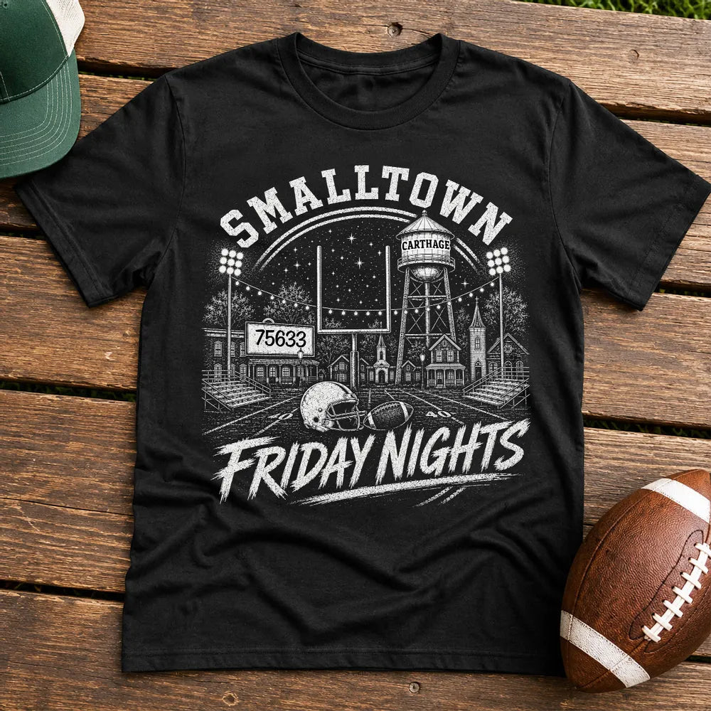 Custom Town Name & Zip Code Game Day Football - Personalized Shirt - Trendy Tee for Football Lover