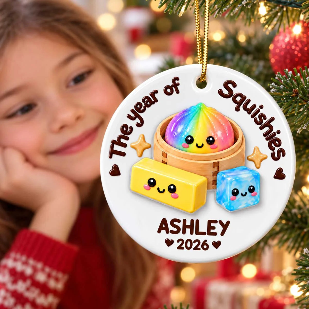 The Year Of Squishies - Personalized Ceramic Ornament - Christmas Gift, Keepsake For Kids, Teenagers, Daughter, Granddaughter, Son, Grandson