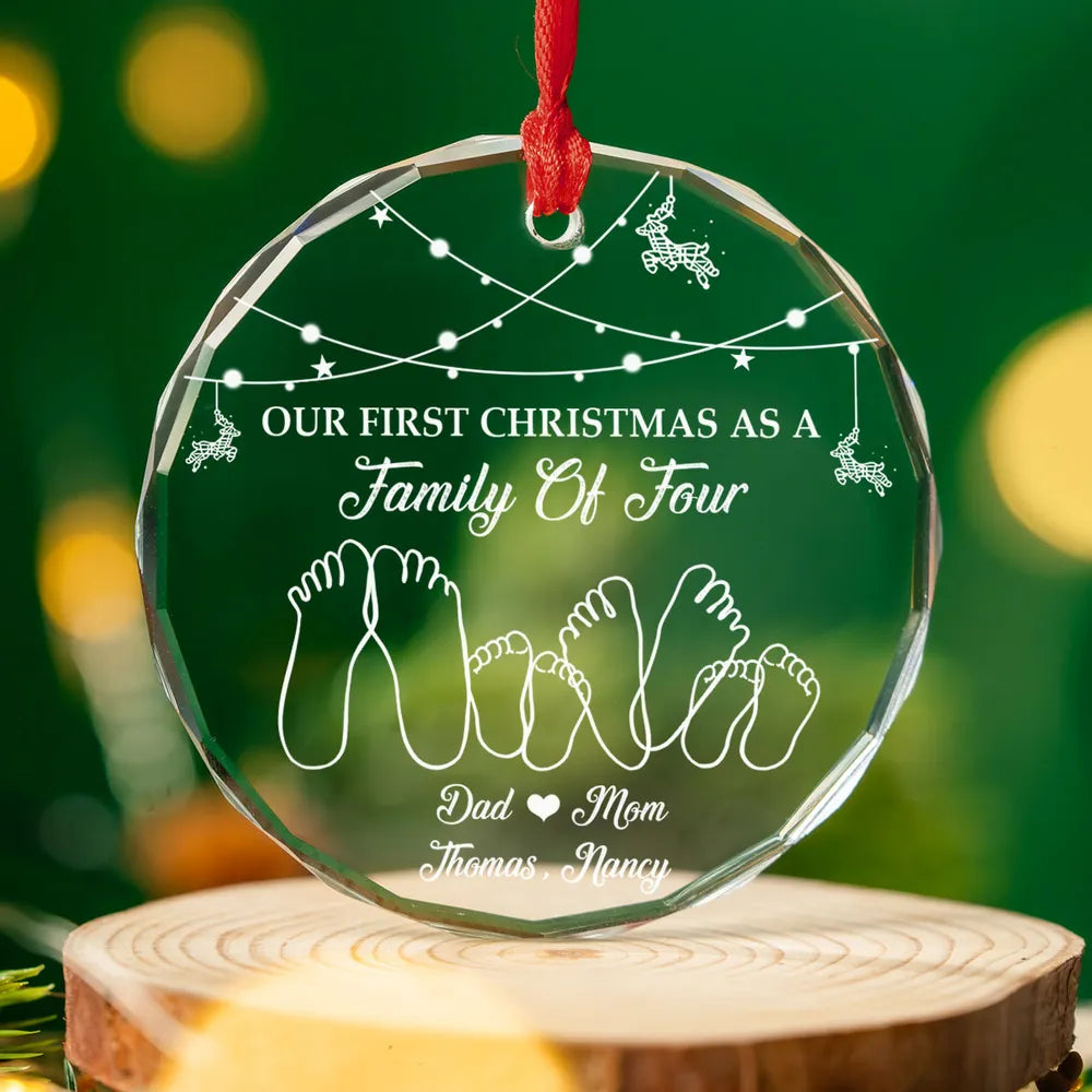 As A Family Of Three - Personalized Glass Ornament