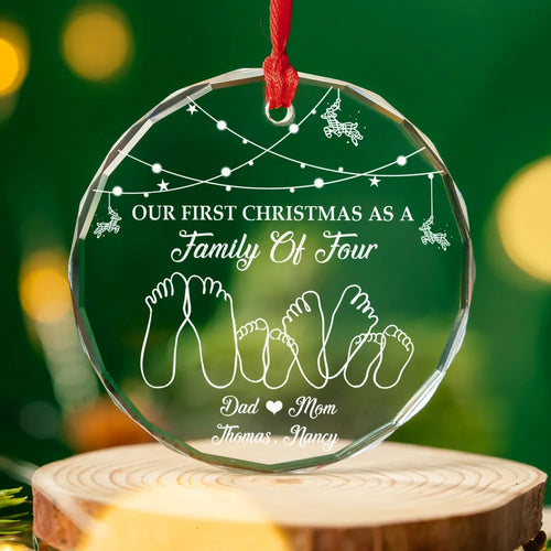 As A Family Of Three - Personalized Glass Ornament