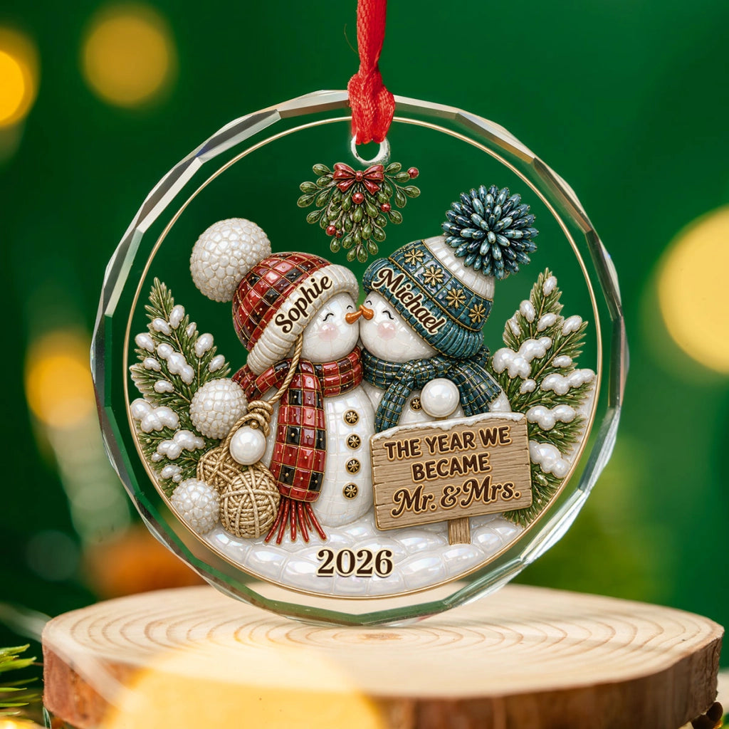 Merry Together - Personalized Glass Ornament