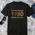 Personalized Classic Tee, Retro Striped Milestone Birthday Design, Creative Gift for Retro Style Fans