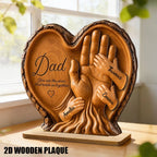 Dad Holds Kids Hands - Personalized 2-Layered Wooden Plaque - Heartfelt Gift For Dad, Husband