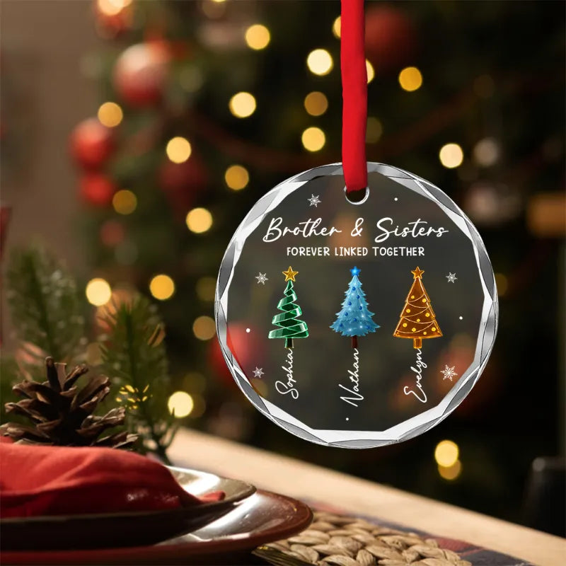 Season Love Siblings - Personalized Glass Ornament