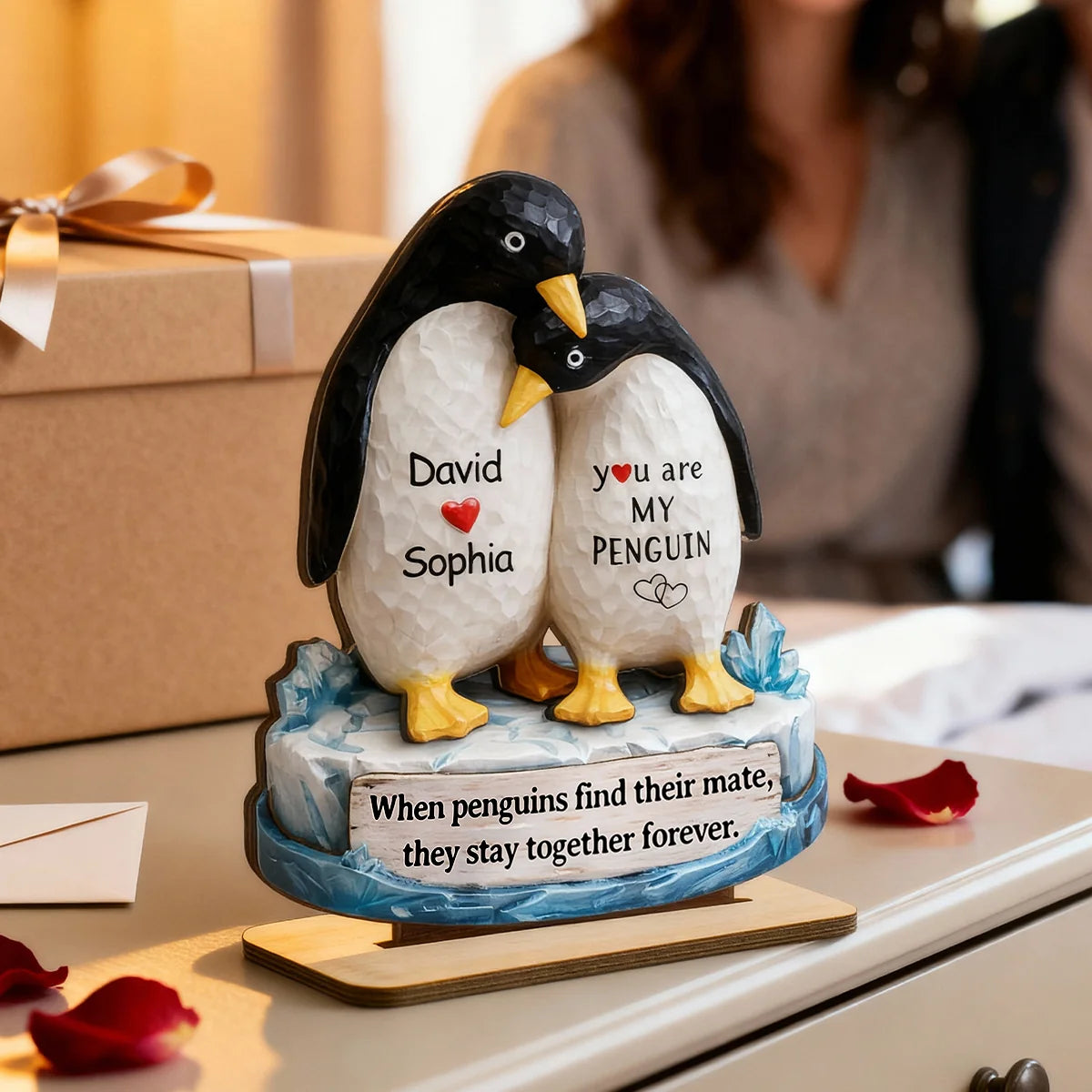 You Are My Penguin - Personalized 2-Layered Wooden Plaque - Sentimental Wedding Anniversary Gift, Gift for Him, for Her