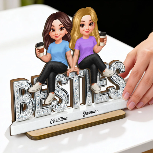 Beautiful Besties Forever - Personalized 2-Layered Wooden Plaque - Gift For Best Friends