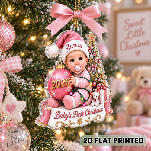 Custom Baby First Christmas - Personalized Acrylic Ornament - Christmas Gift for New Mom, New Dad, First Christmas Keepsake, Newborn Baby Gift