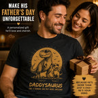 Retro Yellow Vintage Daddysaurus - Personalized Shirt - Funny Father's Day Gift For Dad, Husband