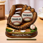 We Caught the Best Mom Baseball Softball - Personalized 2-Layered Wooden Plaque - Heartfelt Gift for Mom