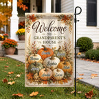Welcome To Grandparent's House Fall Pumpkin - Personalized Garden Flag - Fall Season Decor Gift, Gift For Grandma, Grandpa