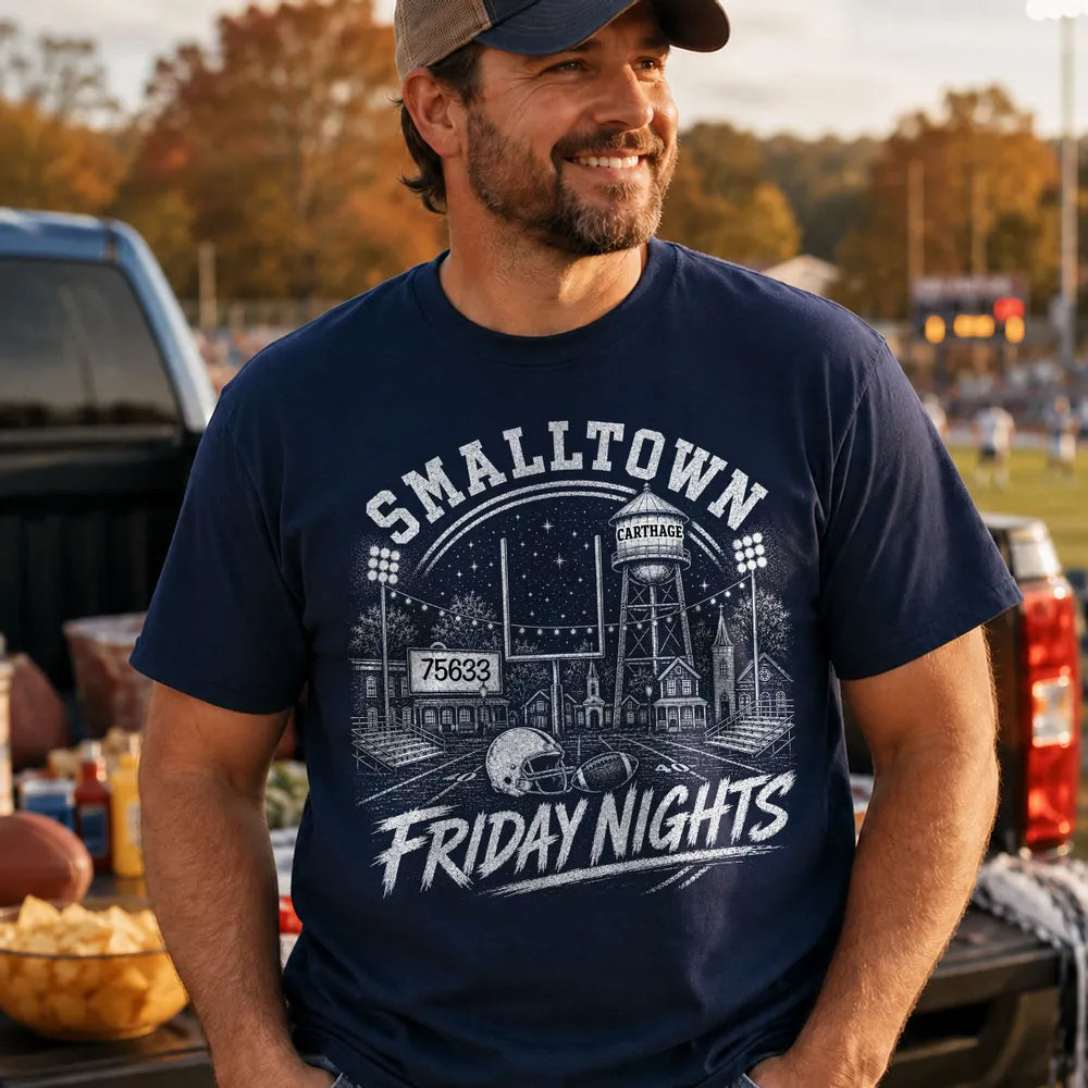 Custom Town Name & Zip Code Game Day Football - Personalized Shirt - Trendy Tee for Football Lover