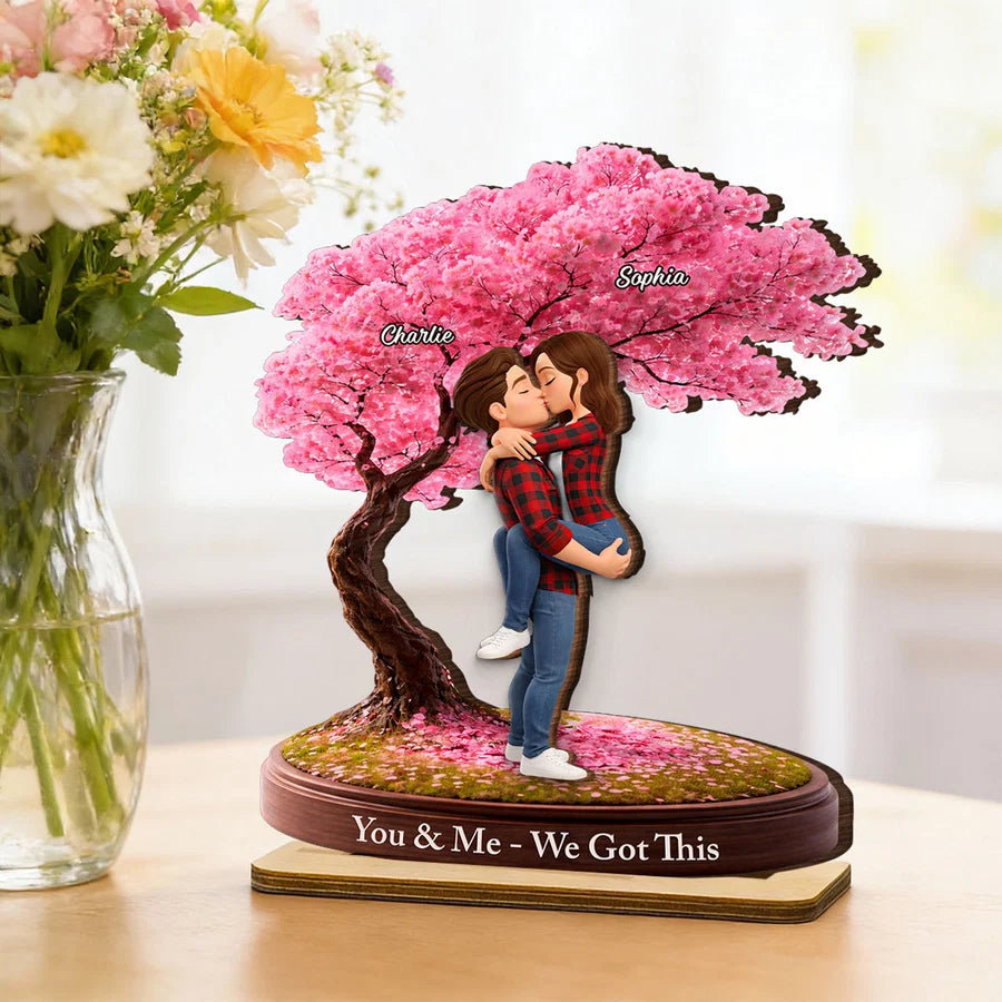Love That Grows With Time - Personalized 2-Layered Wooden Plaque - Anniversary, Valentine's Day Gift, Gift For Him, Gift For Her