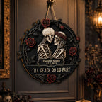 Till Death Do Us Part Gothic Romance Anniversary Gift For Him, Her - Personalized Wood Sign