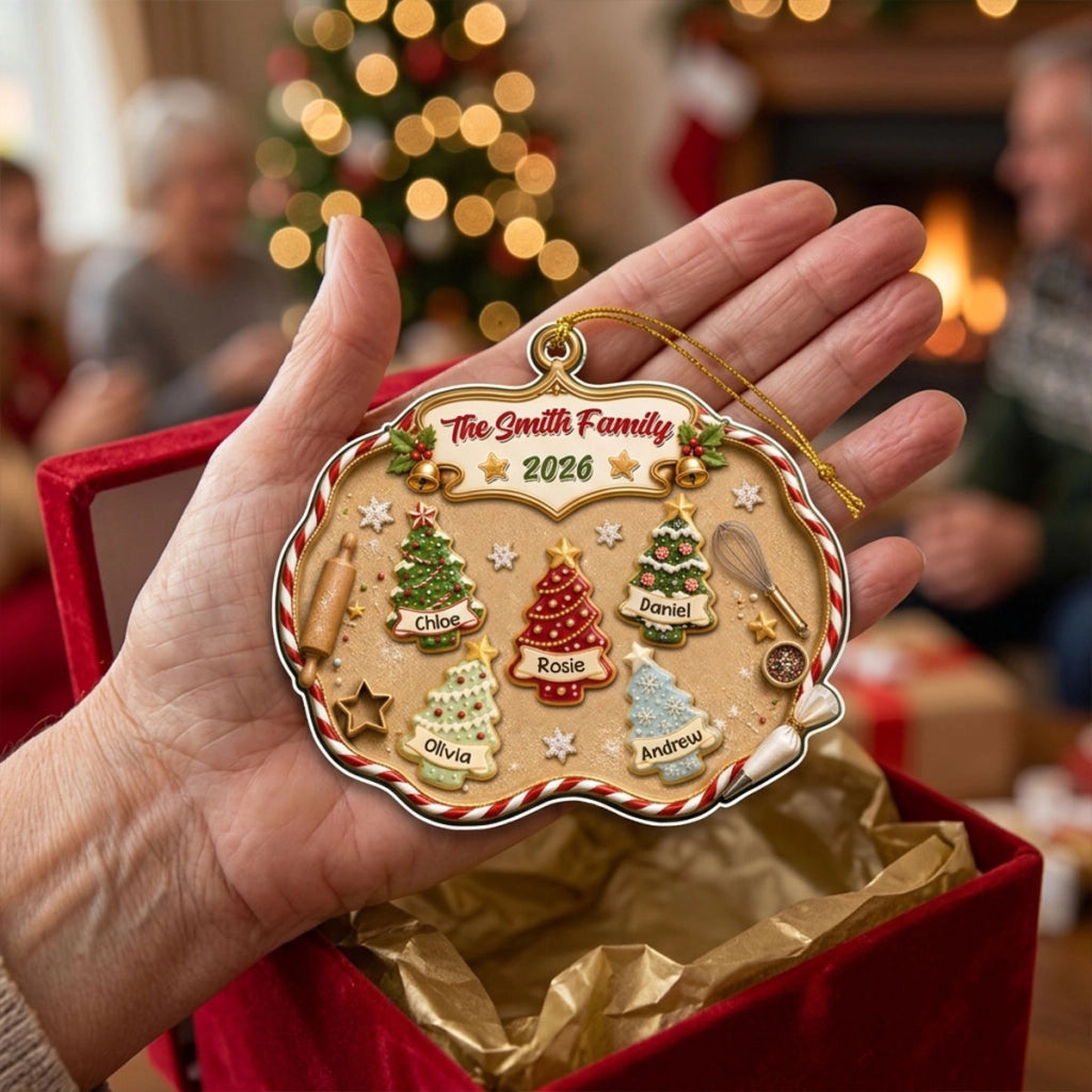 Family Christmas Tree Cake - Personalized Acrylic Ornament, Unique Gift for Family