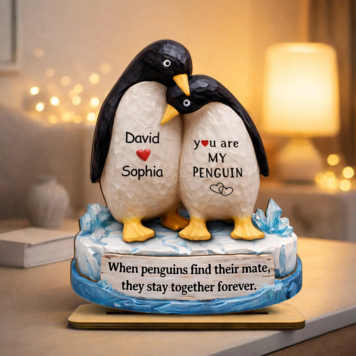 You Are My Penguin - Personalized 2-Layered Wooden Plaque - Sentimental Wedding Anniversary Gift, Gift for Him, for Her