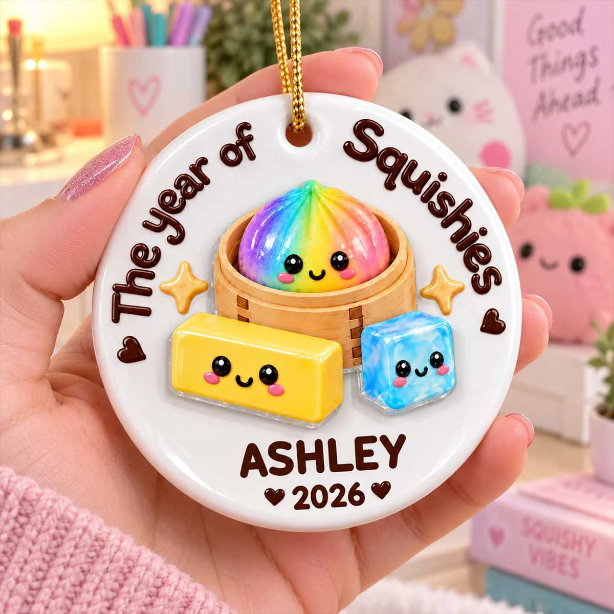The Year Of Squishies - Personalized Ceramic Ornament - Christmas Gift, Keepsake For Kids, Teenagers, Daughter, Granddaughter, Son, Grandson