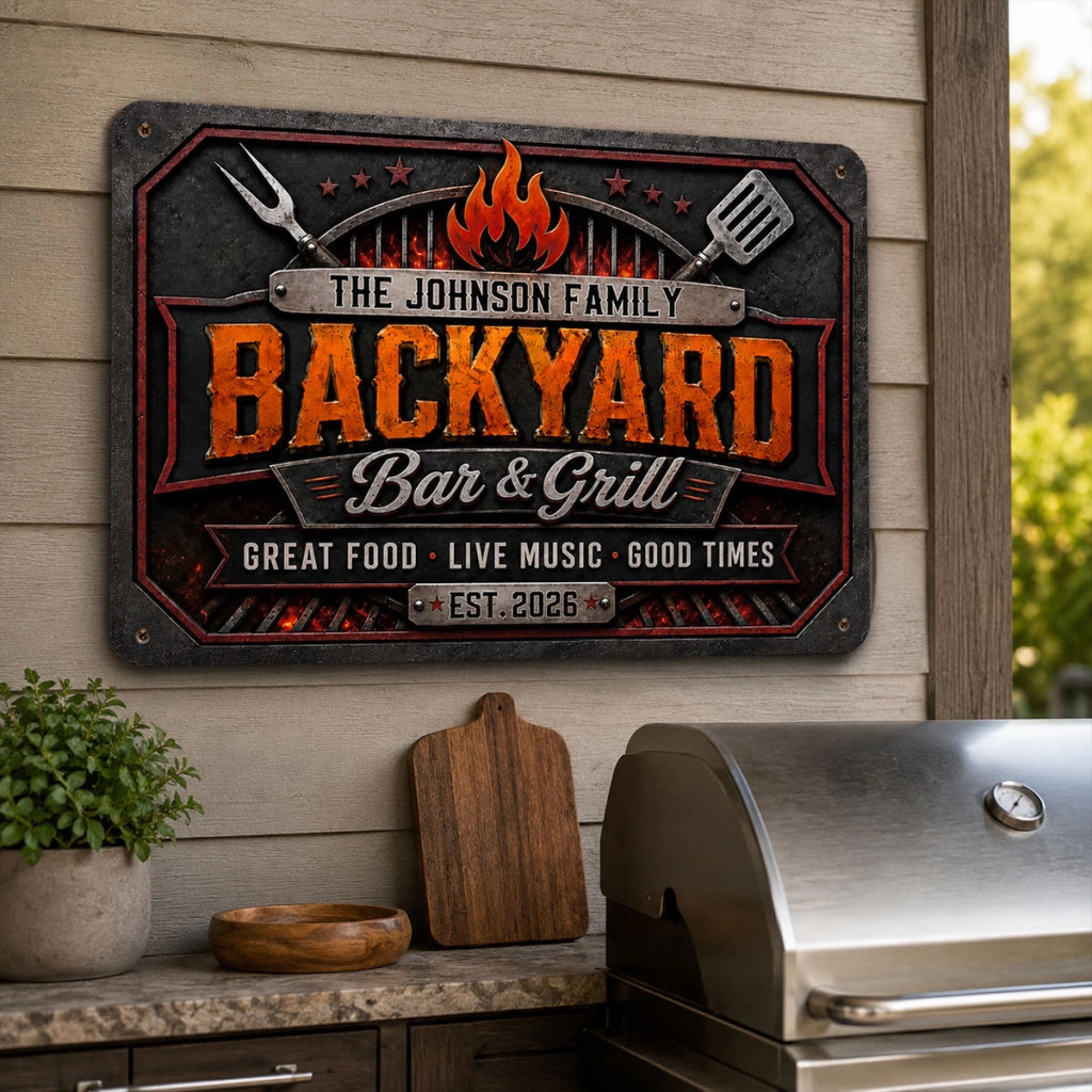 Bar And Grill - Personalized Metal Sign