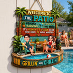 Couple Patio Welcome Proudly Serving Whatever You Bring - Personalized Wooden Sign - Summer Backyard Decor