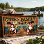 Lake House Retreat Family - Personalized Wood Sign - Gift For Couple, Family, Summer Decorations