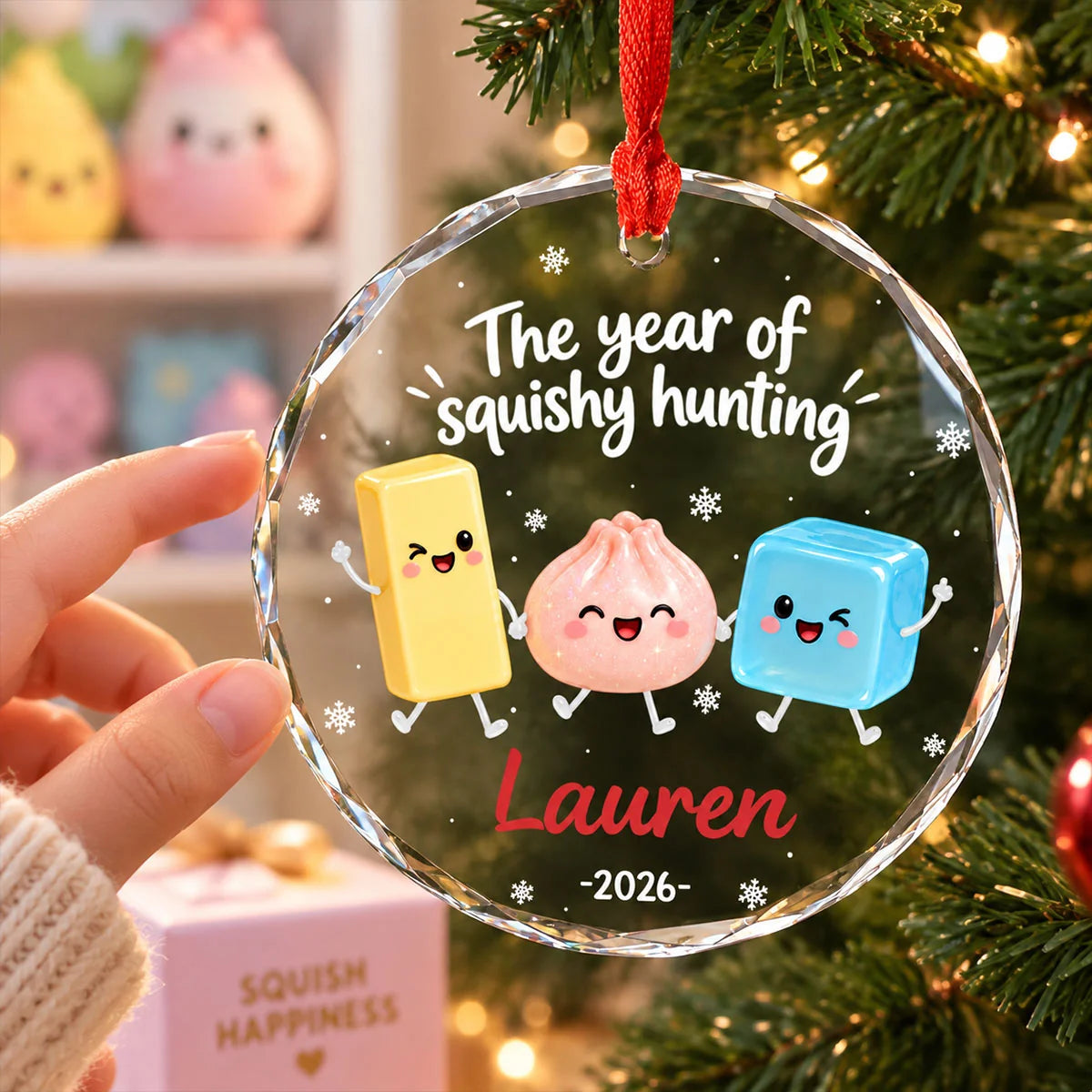 The Year Of Squishies 2D Flat - Personalized Glass Ornament - Christmas Gift For Squishy Lovers, Gift for Kids, 2026 Keepsake