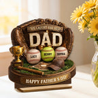 We Caught the Best Baseball Dad - Personalized 2-Layered Wooden Plaque - Gift for Dad, Husband