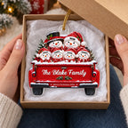 Snowman Family On Truck - Personalized Acrylic Ornament - Christmas Tree Decor For Family, Grandparents