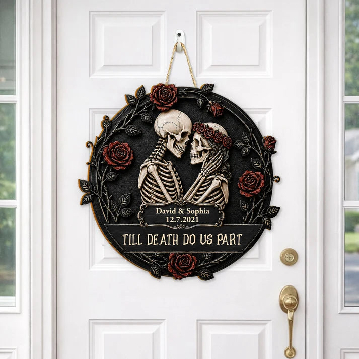 Till Death Do Us Part Gothic Romance Anniversary Gift For Him, Her - Personalized Wood Sign