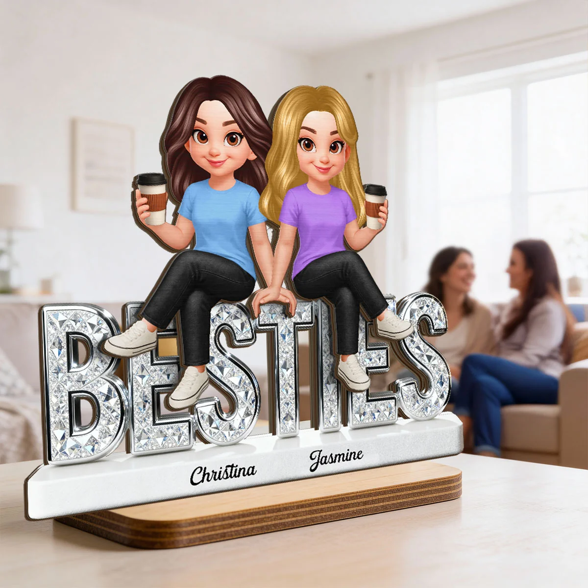 Beautiful Besties Forever - Personalized 2-Layered Wooden Plaque - Gift For Best Friends