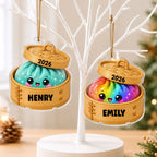 Cute Dumpling Custom Name Squishy Style - Personalized Acrylic Ornament - Christmas Gift, Keepsake For Kids, Teenagers