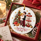 First Christmas As Family Of Three - Personalized Ceramic Ornament - Christmas Tree Keepsake For New Parents