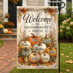 Welcome To Grandparent's House Fall Pumpkin - Personalized Garden Flag - Fall Season Decor Gift, Gift For Grandma, Grandpa