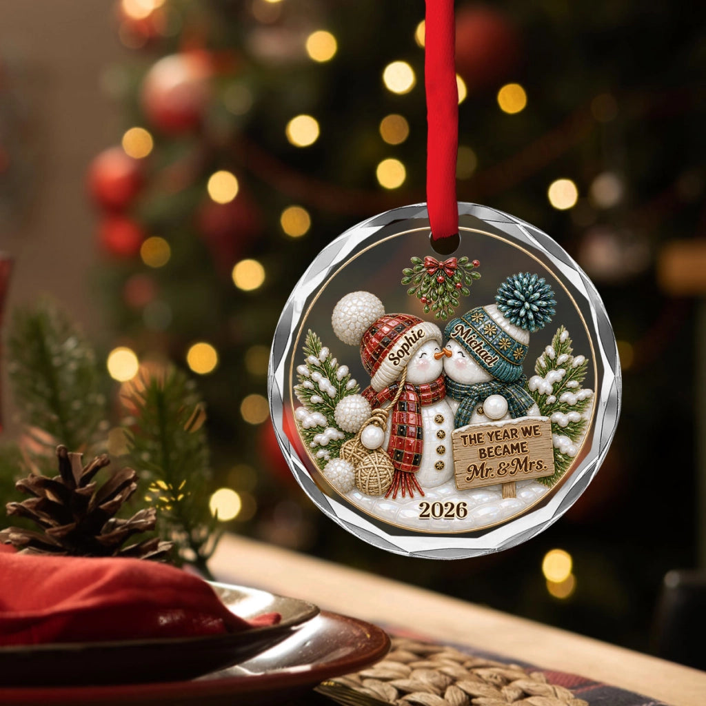 Merry Together - Personalized Glass Ornament
