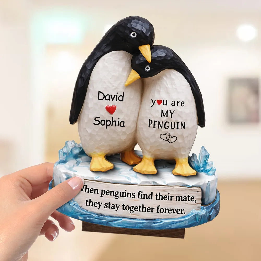 You Are My Penguin - Personalized 2-Layered Wooden Plaque - Sentimental Wedding Anniversary Gift, Gift for Him, for Her