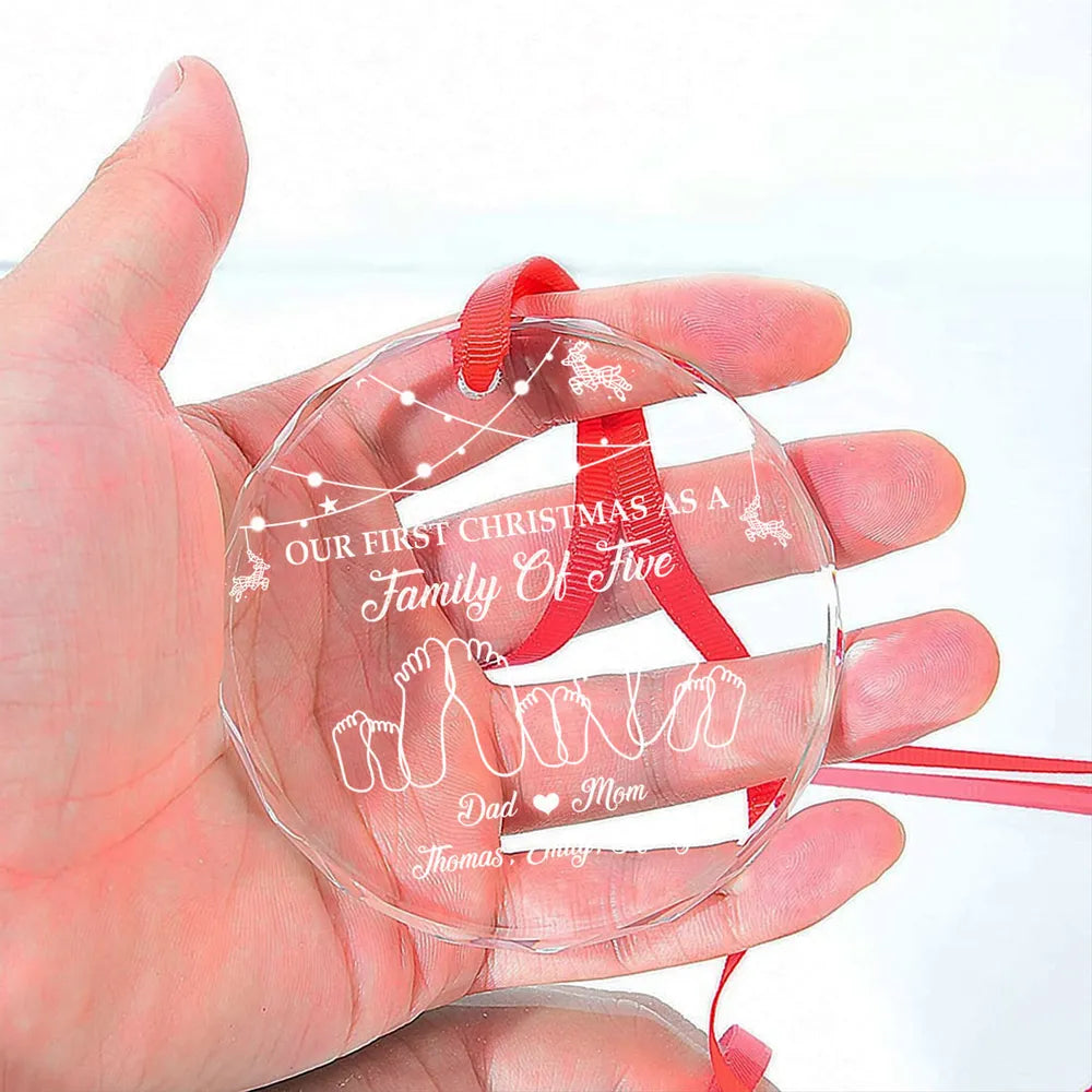 As A Family Of Three - Personalized Glass Ornament