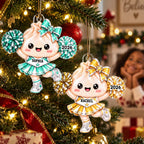 Cute Cheerleader Dumpling Dim Sum - Personalized Acrylic Ornament - Custom Name Christmas Gift, Keepsake For Cheerleaders, Daughters, Granddaughters