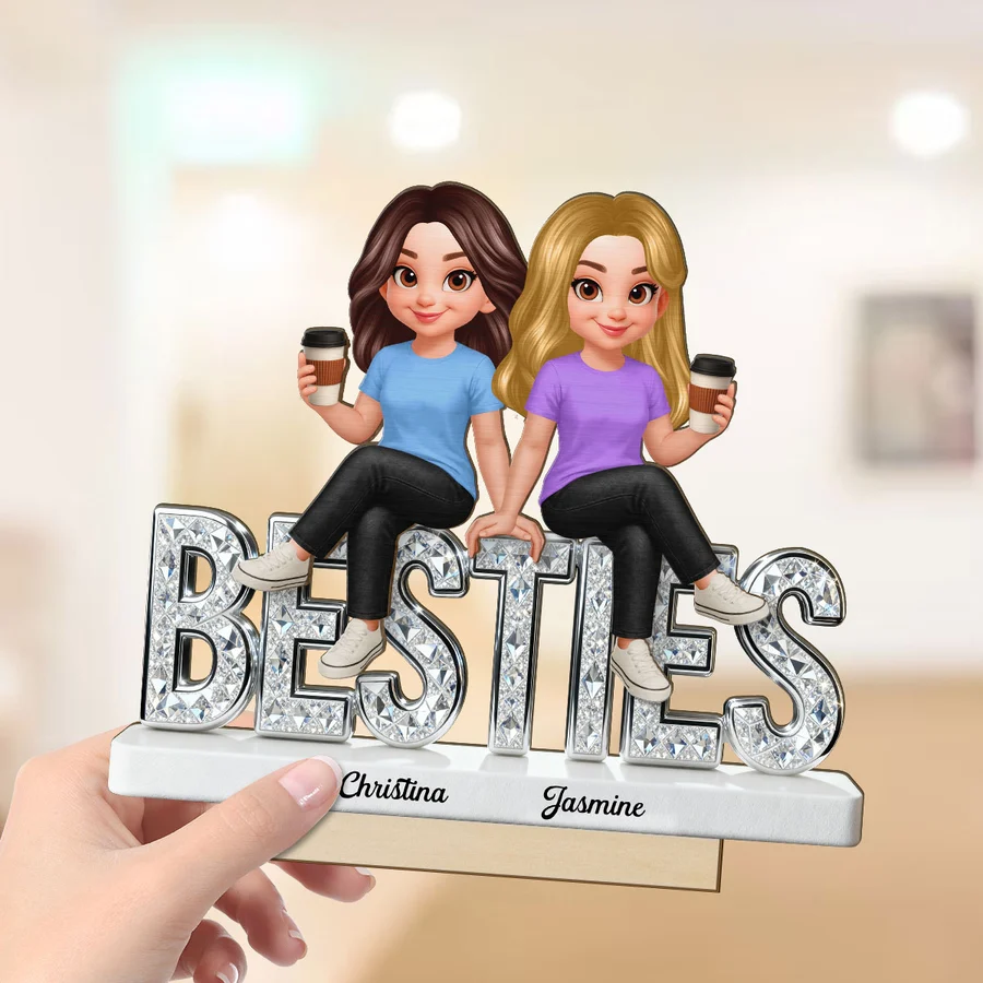 Beautiful Besties Forever - Personalized 2-Layered Wooden Plaque - Gift For Best Friends