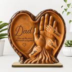 Dad Holds Kids Hands - Personalized 2-Layered Wooden Plaque - Heartfelt Gift For Dad, Husband