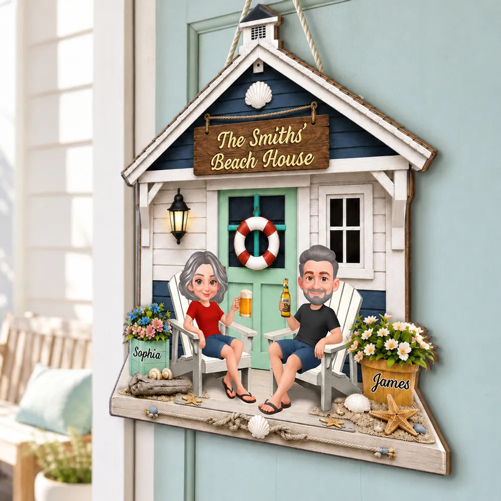 Welcome To Our Beach House 2D Flat - Personalized Wood Sign